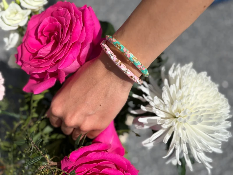 Bracelet jonc lila/vert